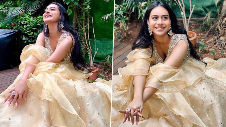 Ajay Devgn and Kajol's Daughter Nysa Looks Like A Breath of Fresh Air In This Golden Ruffled Lehenga (View Pics)