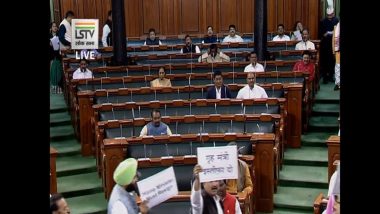 Parliament Adjourned After Uproar Over Delhi Violence, Oppositions MPs Raise Placard Demanding PM Modi, HM Amit Shah's Resignations