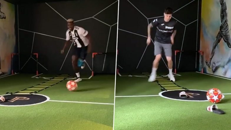 Paul Pogba, Victor Lindelof Support Coronavirus Affected National Teammates Blaise Matuidi and Albin Ekdal by Training in Juventus & Sampdoria Shirts (Watch Video)