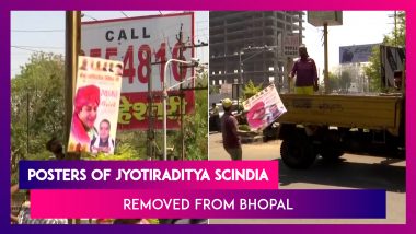 While Jyotiraditya Scindia Meets Rajnath Singh, His Posters Removed By Municipal Authorities In MP