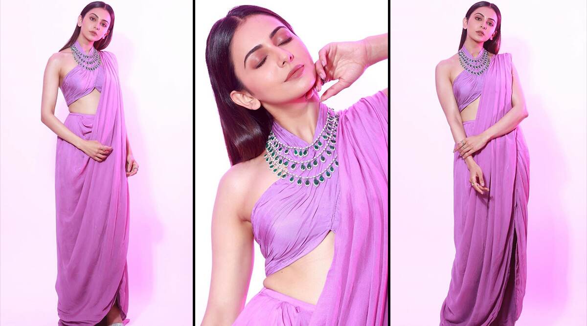 Rakul Preet Singh in Shehlaa Khan concept saree for Zee Cine Awards 2020