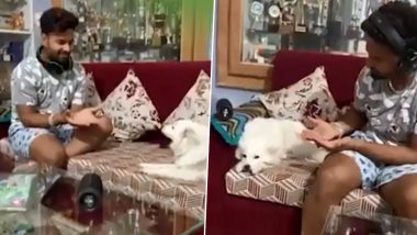 Rishabh Pant’s Failed Attempt to Play With His Pet Dog Kuuchi Will Leave You in Splits (Watch Video)