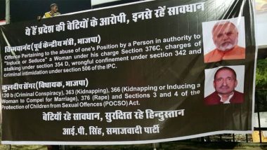 Poster War in Lucknow: SP Puts Up Banners to 'Name And Shame' Chinmayanand And Kuldeep Singh Sengar