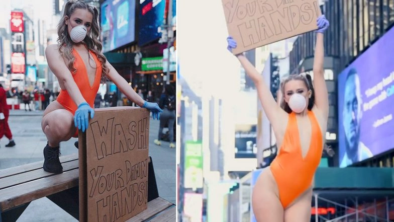 Coronavirus(COVID-19) Awareness: Curvy Instagram Model, Samantha Gangewere, Flaunts Her Booty in a Tiny Swimsuit Urging People to Wash Their Hands