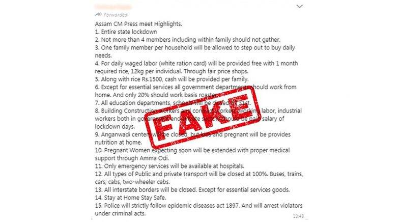 Coronavirus Lockdown: Assam Government Clarifies on Viral WhatsApp Post About Restrictions