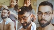 Virat Kohli New Hairstyle: Anushka Sharma Gives Indian Cricket Team Captain Haircut at Home Amid Quarantine Lockdown (Watch Video)