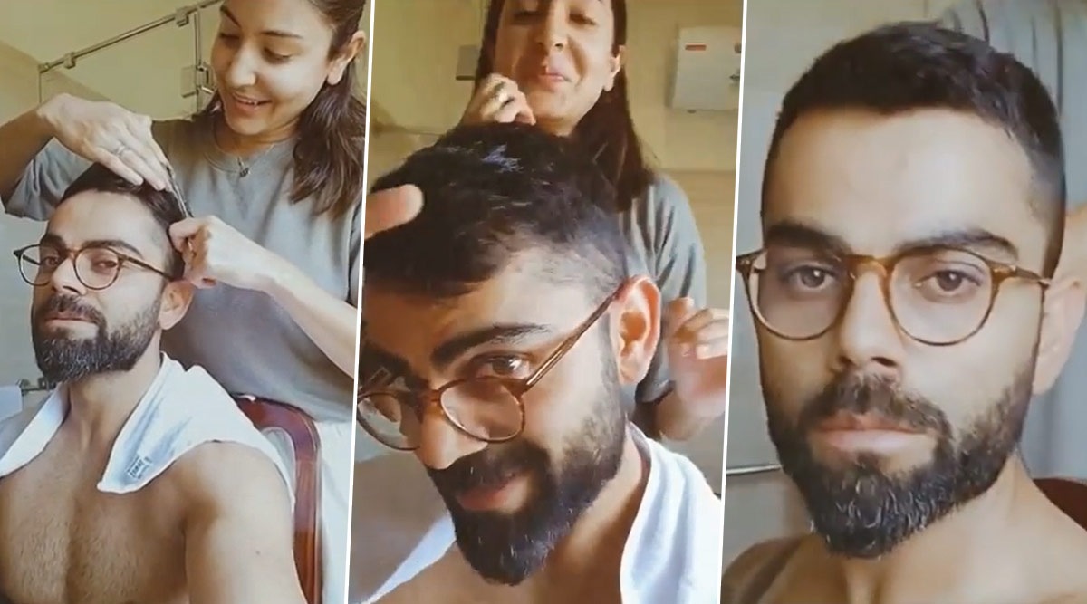 Virat Kohli New Hairstyle: Anushka Sharma Gives Indian Cricket Team Captain Haircut at Home Amid Quarantine Lockdown (Watch Video)