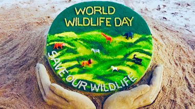 World Wildlife Day 2020: Sudarsan Pattnaik Creates Sand Art Highlighting Importance of 'Sustaining All Life on Earth'