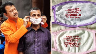 COVID-19 Scare: BJP Workers in Kolkata Distribute Masks With Text 'Save From Coronavirus Infection Modi ji', Party Logo Printed on Them