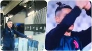 Cristiano Ronaldo Hilariously Shakes Hands with Invisible Fans, Applauds at the Empty Stadium During Juventus vs Inter Milan, Serie A 2020 (Watch Videos)
