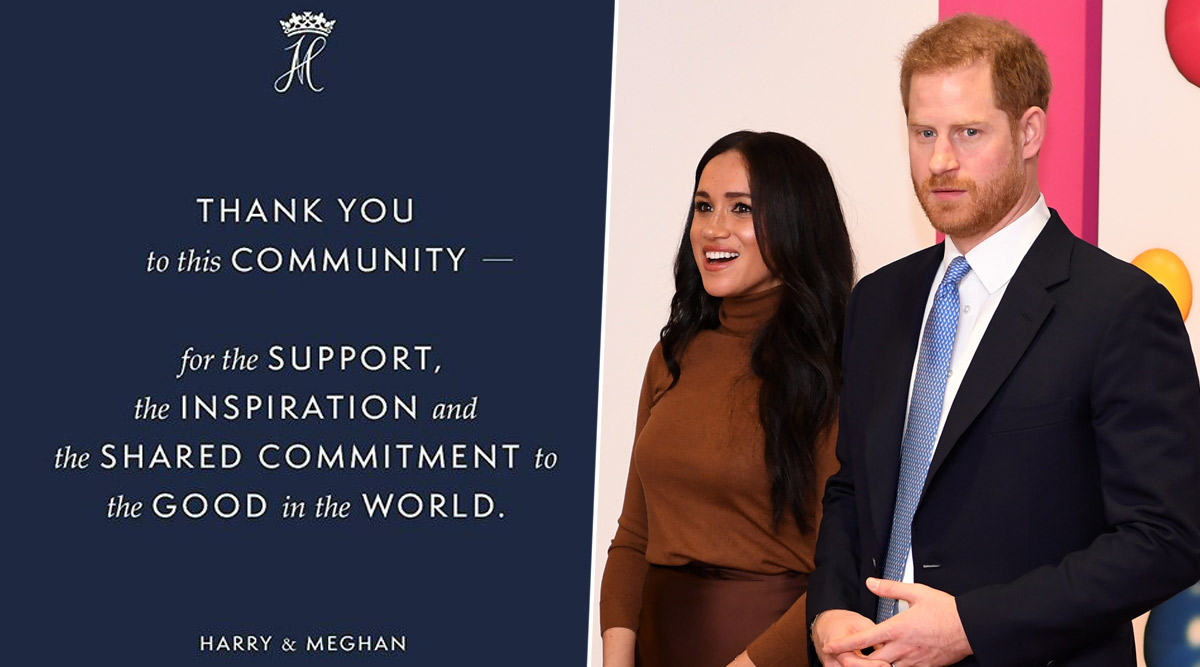 Meghan Markle and Prince Harry Officially Step Down as the Duke and Duchess Of Sussex With This Farewell Note (View Pic)