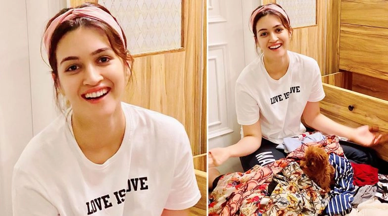 COVID-19 Lockdown: Kriti Sanon Is Trying to Clean Her Wardrobe and Her Cute Pet Phoebe Is Playing