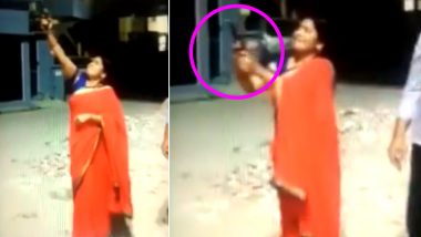 UP BJP Leader Manju Tiwari Fires Gunshots in the Air in Balrampur to Fight Coronavirus in Response to PM Narendra Modi's '9 pm, 9 Minutes' Call (Watch Video)