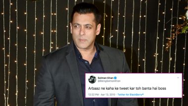 Salman Khan Completes 10 Years on Twitter, Fans Trend #10YearsOfSalmanOnTwitter Sharing His First Tweet From 2010