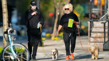 Hugh Jackman Takes His Dog For a Walk at East Hampton and West Village During Easter Weekend