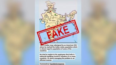 American CEO Redesigned India Map to Praise Modi Government's Handling of COVID-19? Map in Viral Post is From 2012 And Was Posted by an Indian Quora User; Know Complete Truth