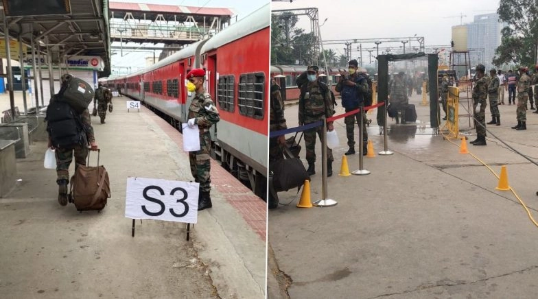Indian Army Personnel Board Special Train From Bengaluru to Join Border Duty in North India
