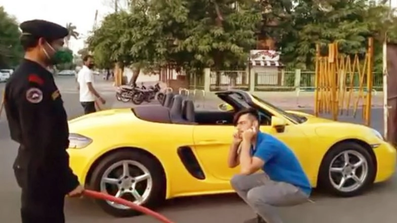 Indore Boy Made to do Sit-Ups After Getting Caught Driving Porsche Without Wearing a Mask Amid Coronavirus Lockdown, Watch Video