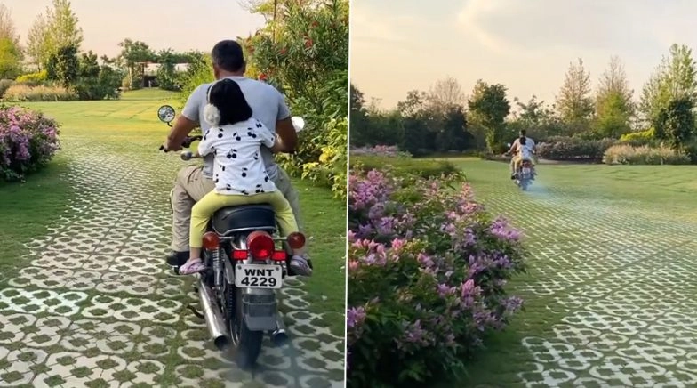 Sakshi Shares Adorable Video of MS Dhoni Taking Daughter Ziva for a Bike Ride