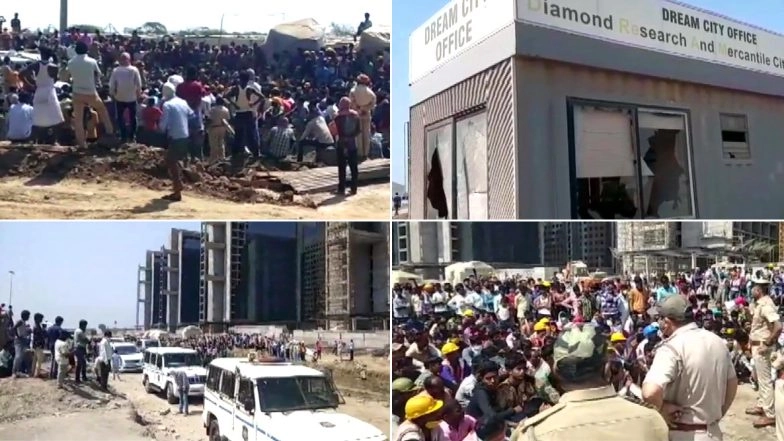 Gujarat: Labourers Protest, Pelt Stones at Office of Diamond Bourse in Surat, Demand They Be Sent Home