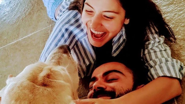 Anushka Sharma Shares a Refreshingly Positive Post Amid COVID-19 Lockdown As Virat Kohli and Her Happily Pose With Their Adorable Dog (View Pic)