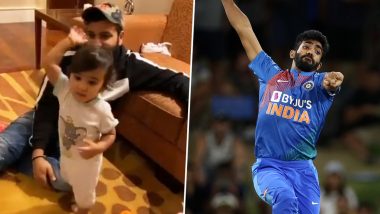 Rohit Sharma’s Daughter Samaira Imitates Jasprit Bumrah’s Bowling Action (Watch Video)