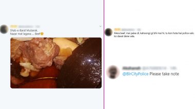 Bengaluru Twitter User Celebrates Shab-e-Barat 2020 With Beef Dish, Roasts Netizen Who Complains Against Her to The Police