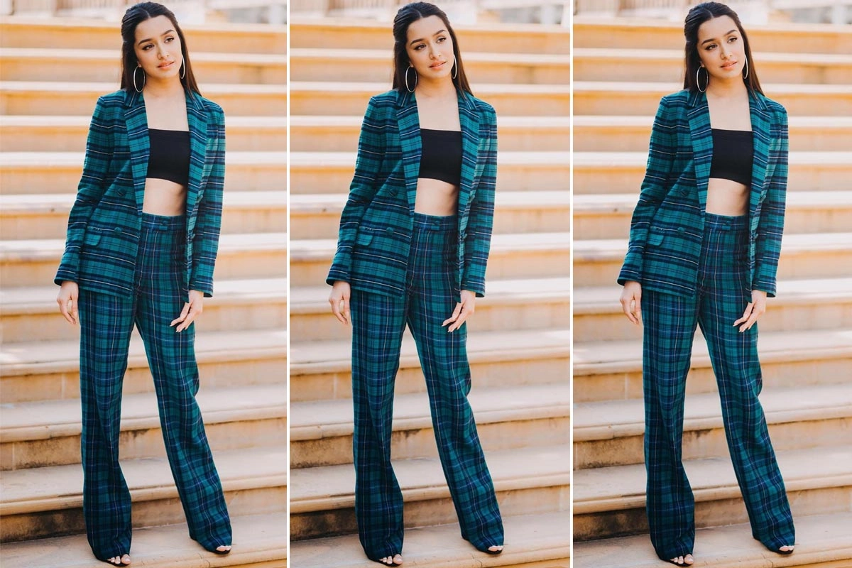 Checkered Pantsuits Fashion Trend - Shraddha Kapoor for Saho Promotions