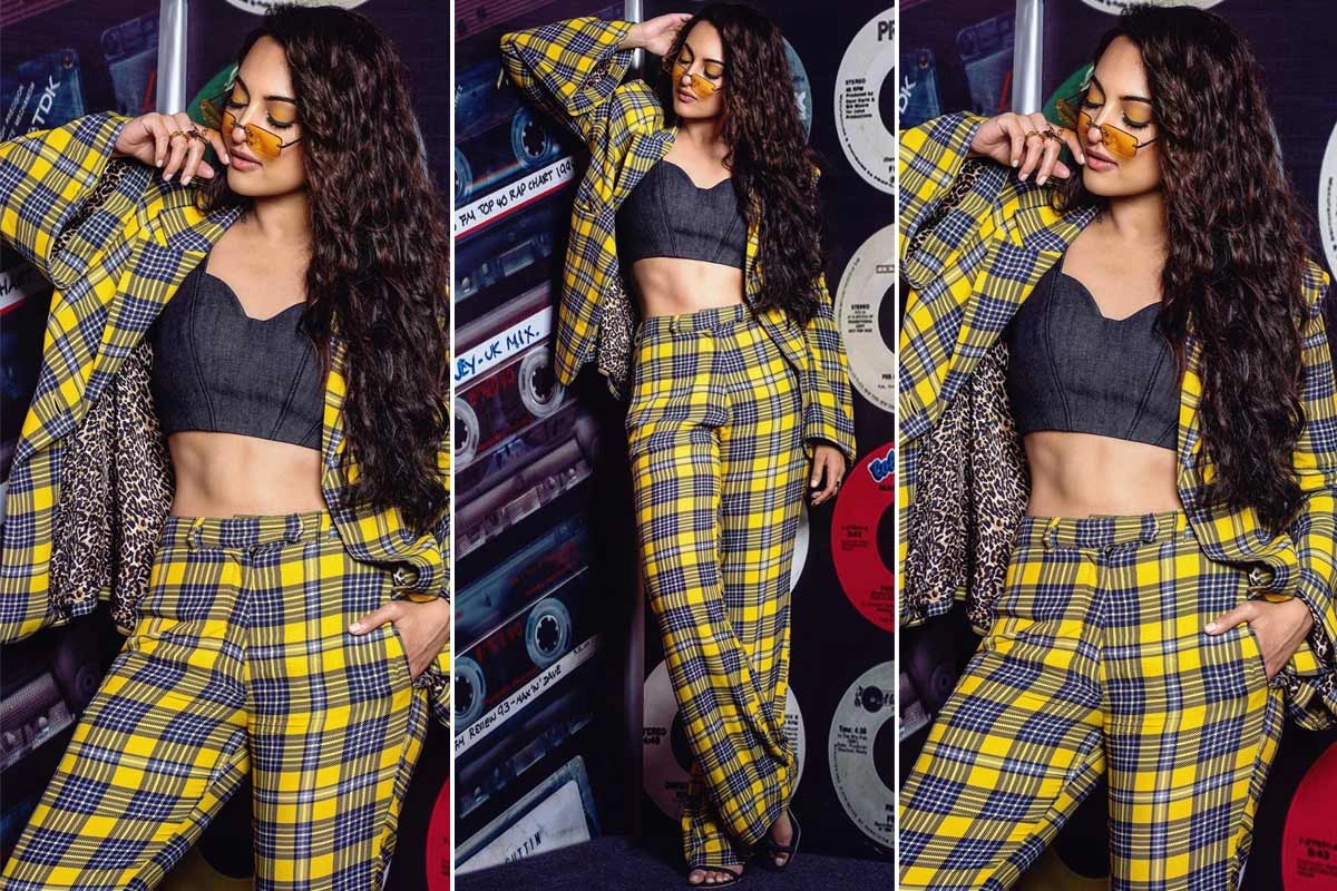 Checkered Pantsuits Fashion Trend - Sonakshi Sinha