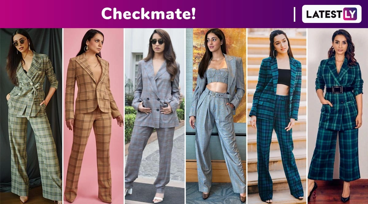 checkered pantsuit