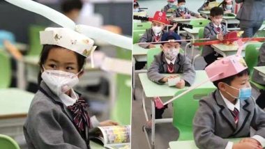 Social Distancing Hats Are a Hit! Chinese Students Wear Colourful DIY 1-Metre Hats to School; See Cute Pics