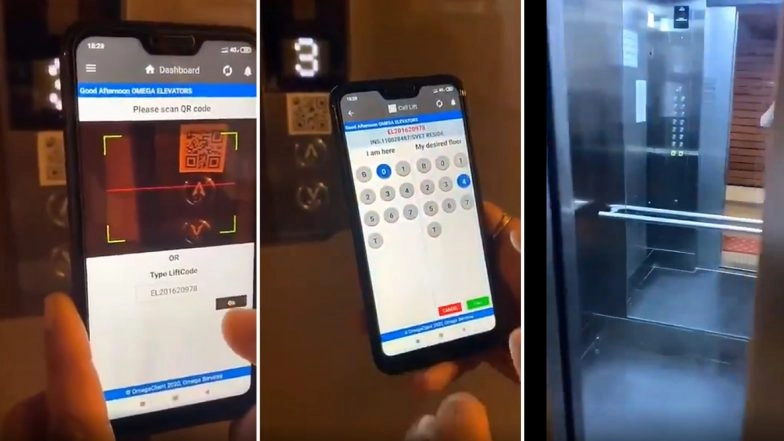 Video of Contactless Smart Elevator Operated Through Mobile Application And Bar Code Goes Viral As People Prefer Going Touch-Less Amid COVID-19 Outbreak