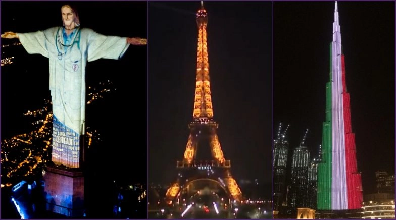 Check How  Famous Monuments Around The World Lit Up to Thank Coronavirus Helpers 