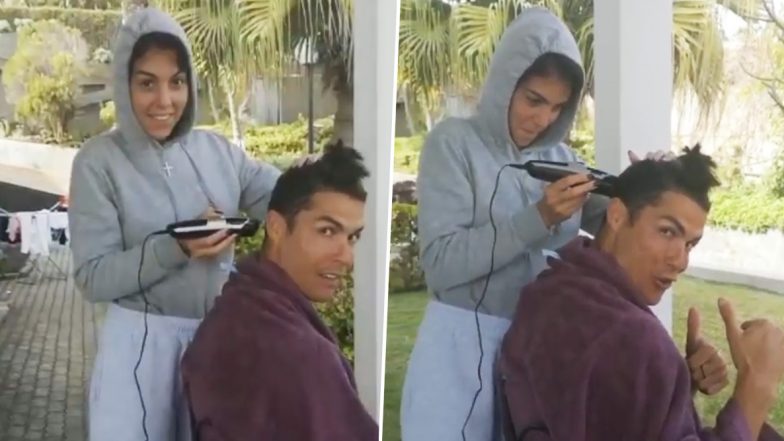 Cristiano Ronaldo Follows Virat Kohli, Gets Hair-Cut From Girlfriend Georgina Rodriguez to Keep Himself ‘Stylish’ Amid Lockdown (Watch Video)