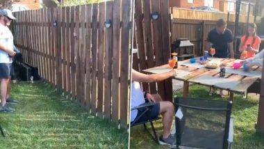 DIY Social Distancing Bar Set up by Neighbours in Quarantine; Is The Idea Completely Right? (Watch Video)