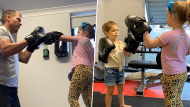 David Warner Spends Quality Time With Family, Gives Boxing Lessons to His Daughters During Lockdown (Watch Video)