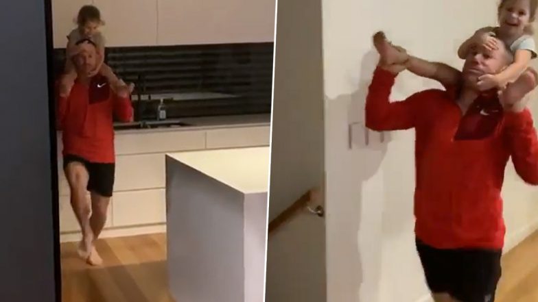 David Warner Gives His Daughter a Ride at Home Amid COVID-19 Lockdown (Watch Video)