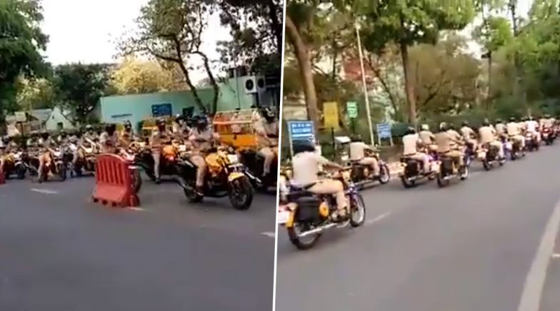 Delhi Police Undertake 'Parikrama' of AIIMS to Thank Doctors Amid Coronavirus Pandemic, Watch Video