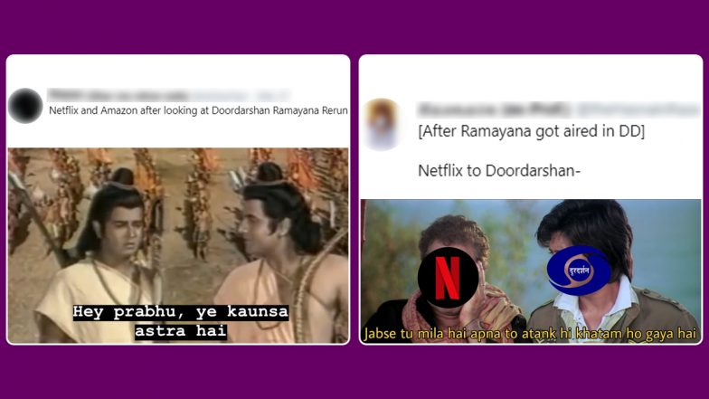 Funny Memes: As Doordarshan Re-Telecasts Old TV Shows Shaktimaan, Ramayan, Netizens Poke Fun at Netflix, Amazon Prime & Other Streaming Platforms For The Ultimate Showdown!