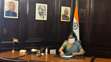 FM Nirmala Sitharaman Returns to Office Amid COVID-19 Spread, Tweets 'Back to Working in North Block Office with Home-Made Mask'