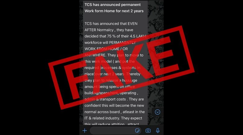 TCS Has Announced Permanent Work From Home For Employees For Next Two Years? Here's Truth