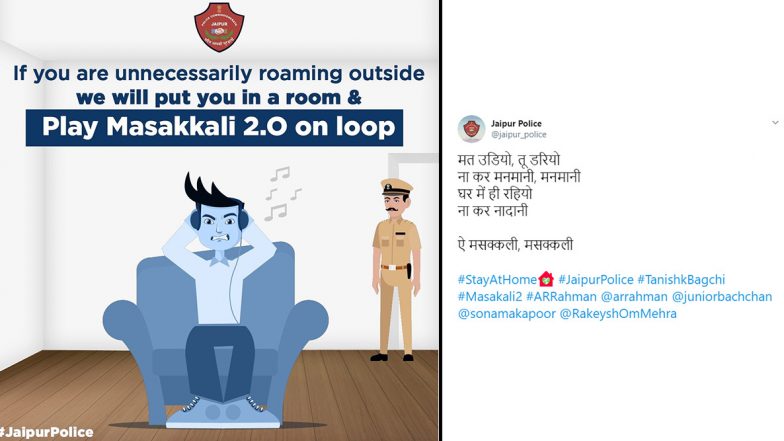 Jaipur Police Tweets 'Masakali 2.0 Playing on Loop' as Punishment For Lockdown Violators, Witty Dig at Tanishk Bagchi's Remix Leaves Netizens in Splits