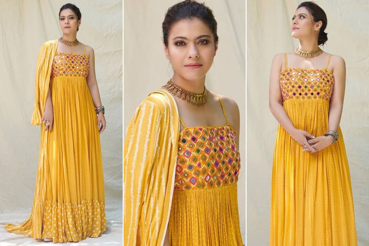 Kajol in yellow on sale dress