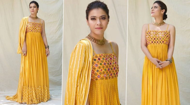 Kajol Devgan Channeling Her Inner Spring Goddess in Yellow Punit Balana Ensemble!