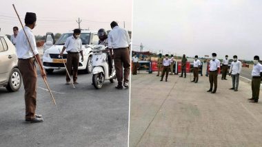 RSS Does Not Have Permission to Man Check-Posts, Clarifies Telangana Police After Pictures of Lathi-Wielding Activists at Checkpoint Go Viral