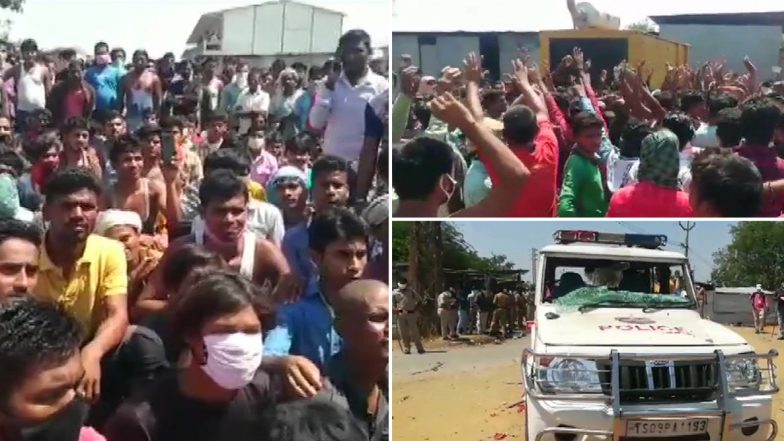 Migrant Workers Protest at IIT Hyderabad Demanding Return to Their Native Places Amid Lockdown, Vandalise Police Vehicle, Cop Injured