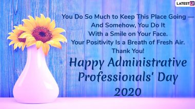 National Administrative Professionals’ Day 2020 Messages: WhatsApp Stickers, Facebook Greetings and SMS to Wish People in Administrative Roles