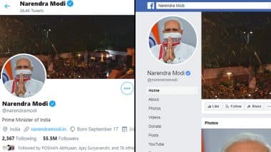 PM Narendra Modi Changes Profile Picture on Twitter and Facebook, Prime Minister Seen Wearing Gamcha as Face Mask in New Pic Amid Coronavirus Outbreak