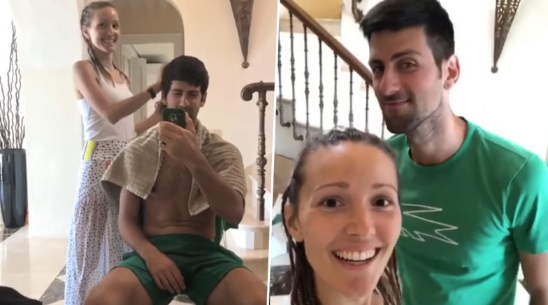 Novak Djokovic Gets Haircut From Wife Jelena At Home Amid Coronavirus Lockdown (Watch Video)