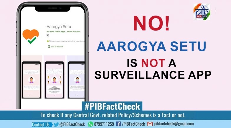 Aarogya Setu App Used for Surveillance? PIB Fact Check Debunks Fake News